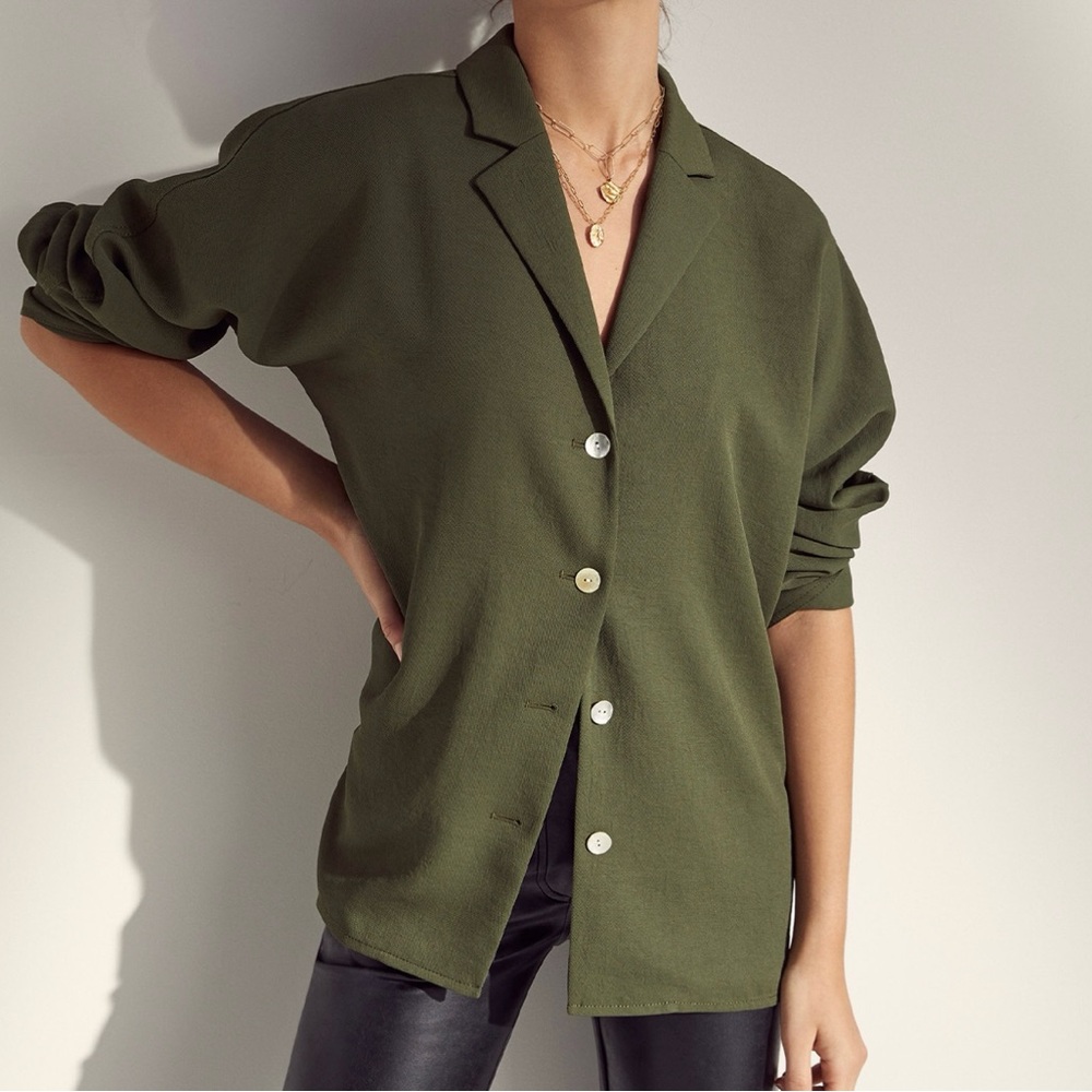 Aritzia Olive Green Button-Down Shirt